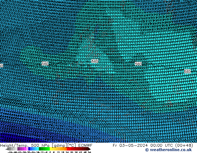 Height/Temp. 500 hPa ECMWF Fr 03.05.2024 00 UTC