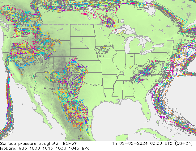 ciśnienie Spaghetti ECMWF czw. 02.05.2024 00 UTC