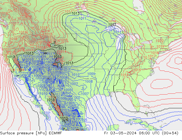 Pressione al suolo ECMWF ven 03.05.2024 06 UTC