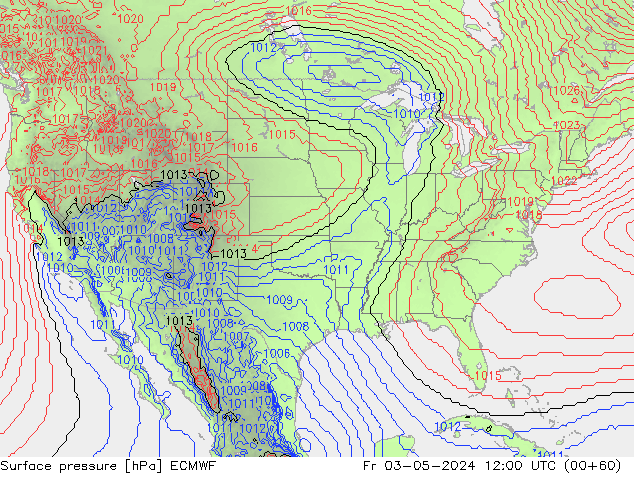 pressão do solo ECMWF Sex 03.05.2024 12 UTC