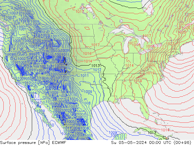 Surface pressure ECMWF Su 05.05.2024 00 UTC