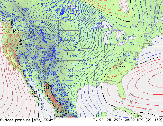 Surface pressure ECMWF Tu 07.05.2024 06 UTC