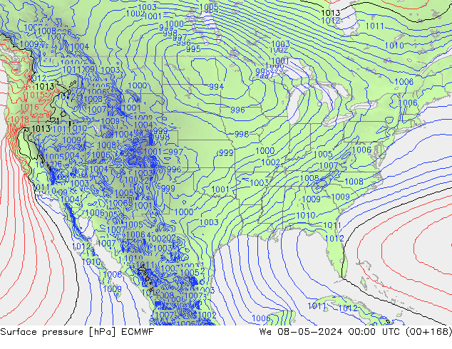 Pressione al suolo ECMWF mer 08.05.2024 00 UTC