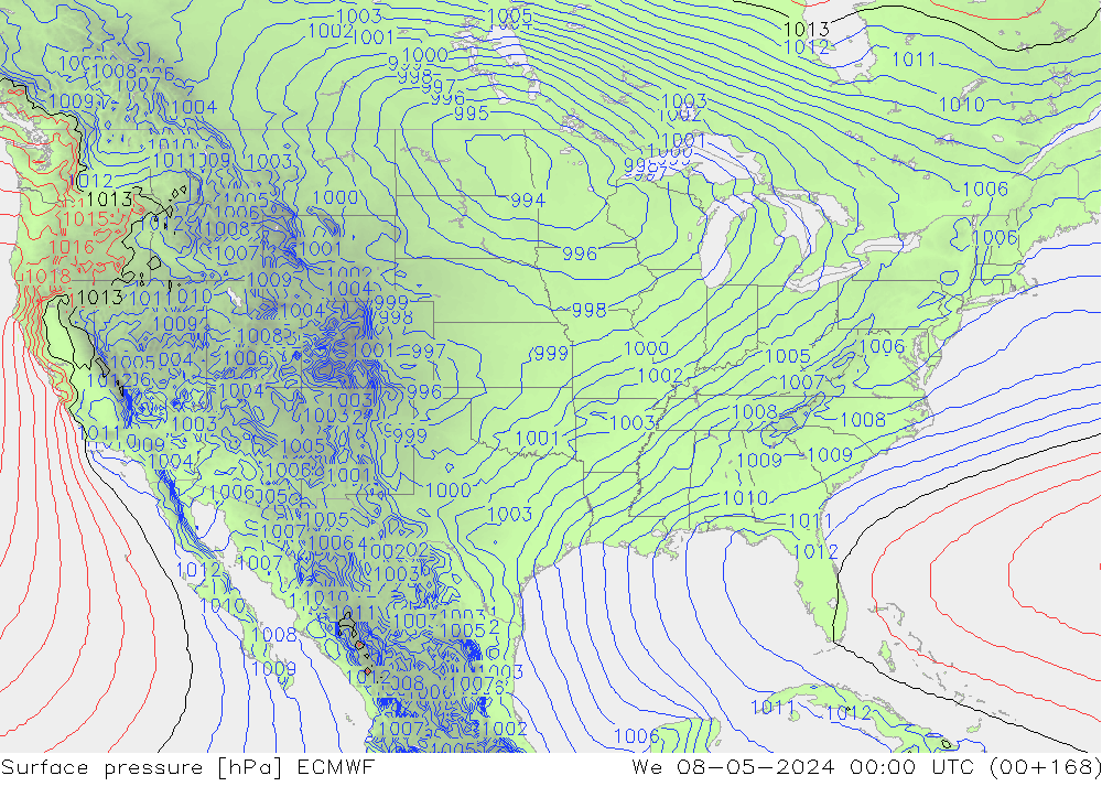 Pressione al suolo ECMWF mer 08.05.2024 00 UTC