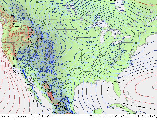 Pressione al suolo ECMWF mer 08.05.2024 06 UTC