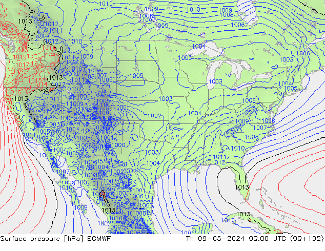 ciśnienie ECMWF czw. 09.05.2024 00 UTC