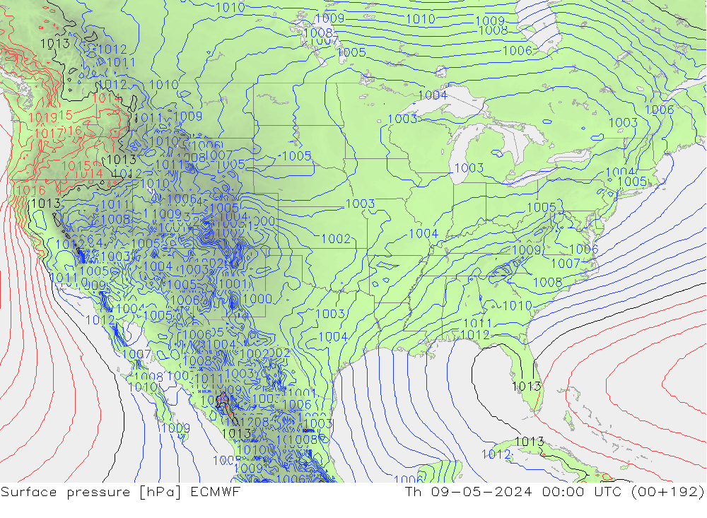 Yer basıncı ECMWF Per 09.05.2024 00 UTC