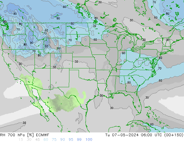 RH 700 hPa ECMWF Tu 07.05.2024 06 UTC