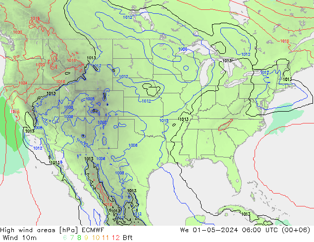 High wind areas ECMWF  01.05.2024 06 UTC