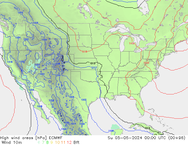 High wind areas ECMWF  05.05.2024 00 UTC