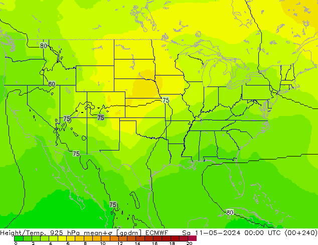 Height/Temp. 925 hPa ECMWF Sáb 11.05.2024 00 UTC