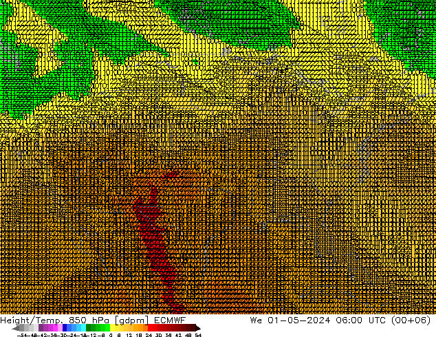 Height/Temp. 850 гПа ECMWF ср 01.05.2024 06 UTC