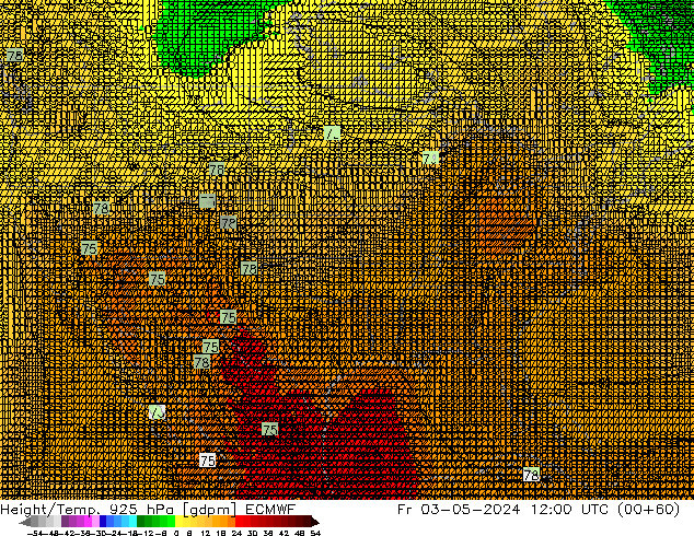 Height/Temp. 925 hPa ECMWF Fr 03.05.2024 12 UTC