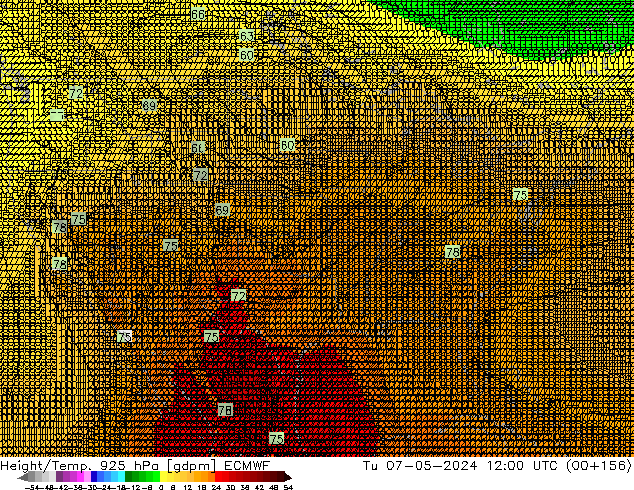 Géop./Temp. 925 hPa ECMWF mar 07.05.2024 12 UTC