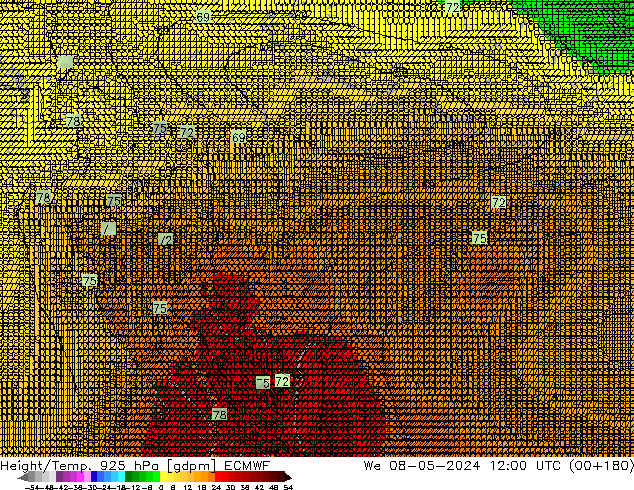 Height/Temp. 925 hPa ECMWF Mi 08.05.2024 12 UTC