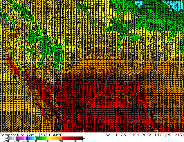 Temperatura (2m) ECMWF Sáb 11.05.2024 00 UTC