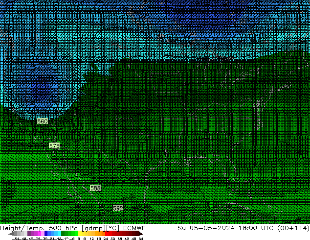 Height/Temp. 500 hPa ECMWF nie. 05.05.2024 18 UTC