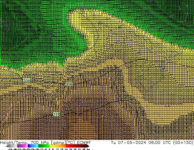 Height/Temp. 700 hPa ECMWF Tu 07.05.2024 06 UTC