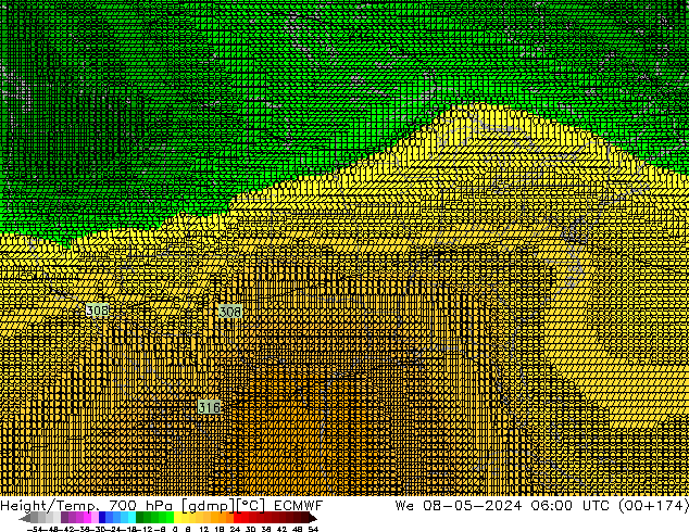 Height/Temp. 700 hPa ECMWF We 08.05.2024 06 UTC