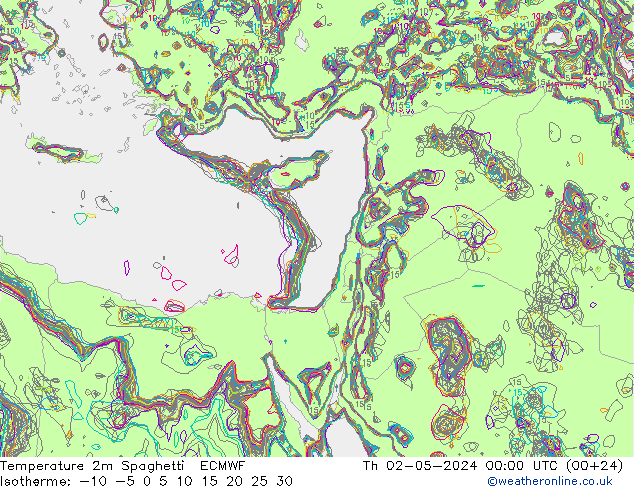 Temperature 2m Spaghetti ECMWF Th 02.05.2024 00 UTC