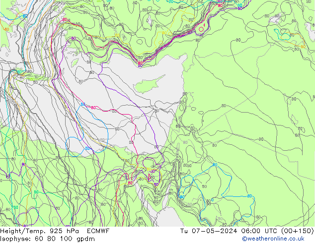 Height/Temp. 925 hPa ECMWF Tu 07.05.2024 06 UTC