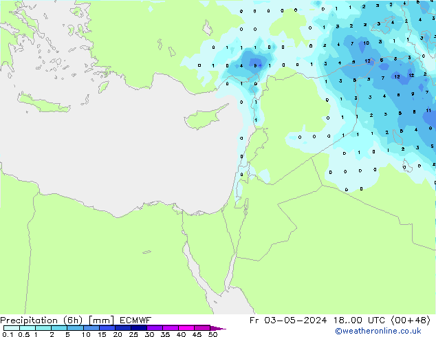 Precipitation (6h) ECMWF Fr 03.05.2024 00 UTC