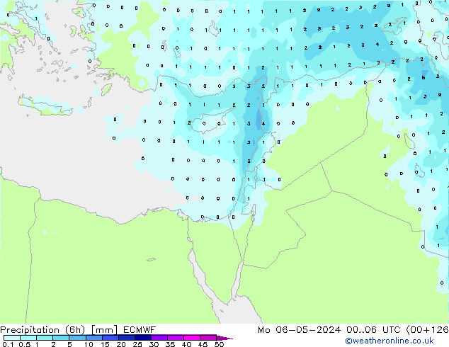 Precipitation (6h) ECMWF Mo 06.05.2024 06 UTC