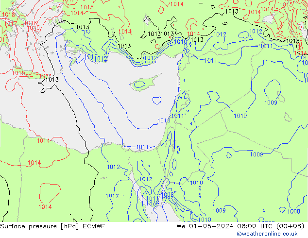 Atmosférický tlak ECMWF St 01.05.2024 06 UTC
