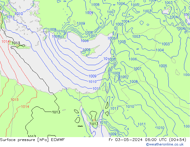 Pressione al suolo ECMWF ven 03.05.2024 06 UTC