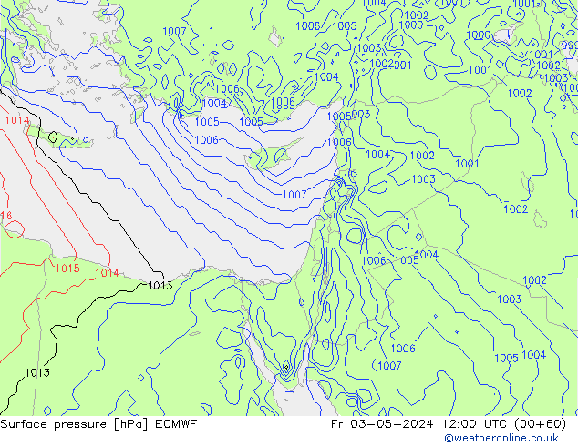 Atmosférický tlak ECMWF Pá 03.05.2024 12 UTC