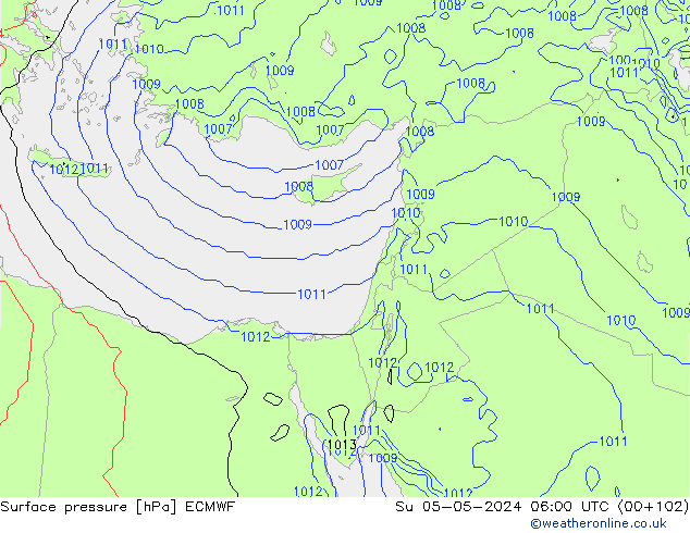 Pressione al suolo ECMWF dom 05.05.2024 06 UTC