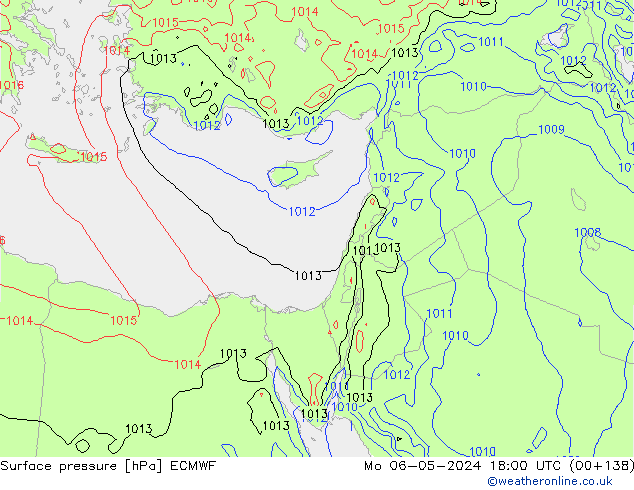 pressão do solo ECMWF Seg 06.05.2024 18 UTC