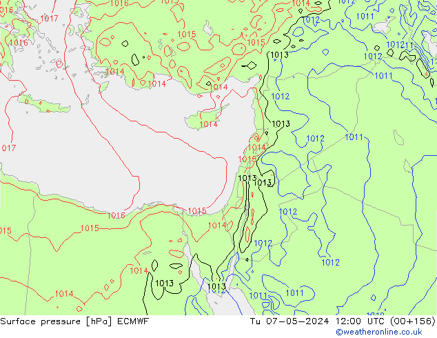 Surface pressure ECMWF Tu 07.05.2024 12 UTC