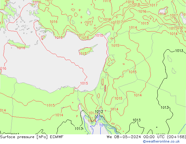 Surface pressure ECMWF We 08.05.2024 00 UTC