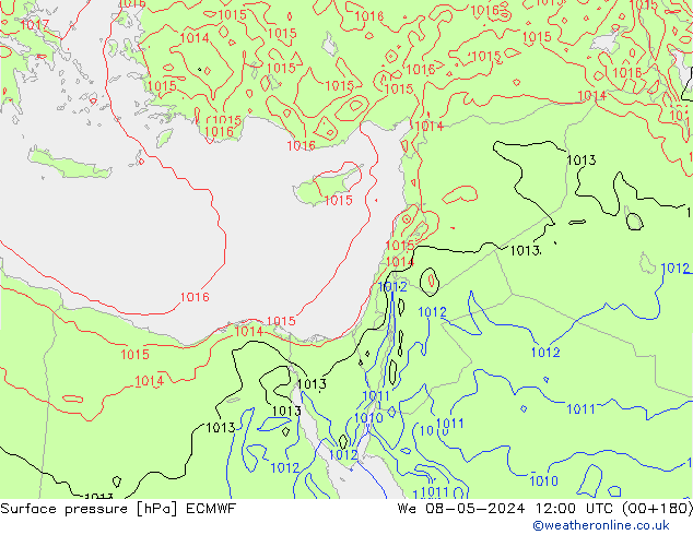 Surface pressure ECMWF We 08.05.2024 12 UTC