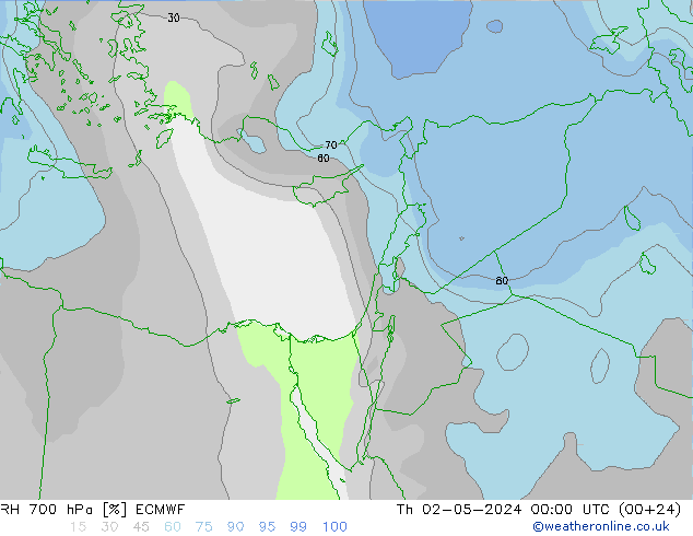 RH 700 hPa ECMWF Th 02.05.2024 00 UTC