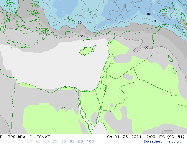 RH 700 hPa ECMWF so. 04.05.2024 12 UTC