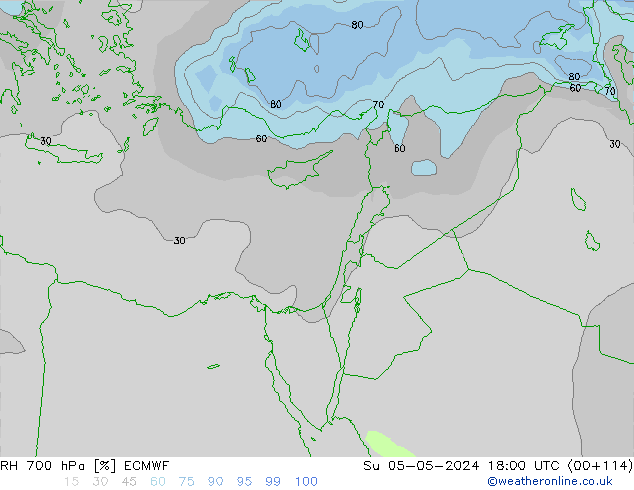 RH 700 hPa ECMWF Su 05.05.2024 18 UTC