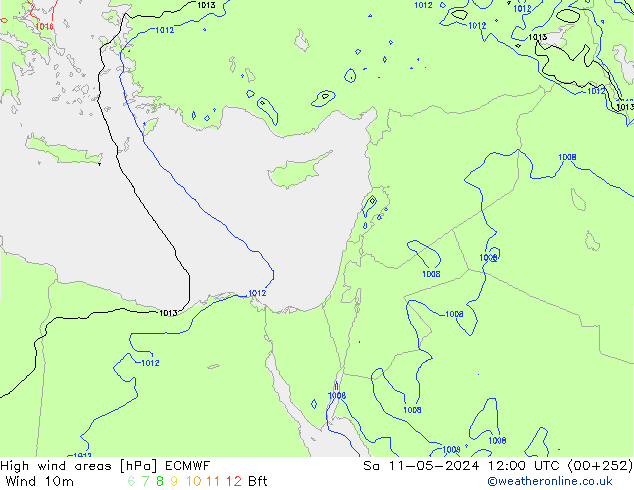 High wind areas ECMWF сб 11.05.2024 12 UTC