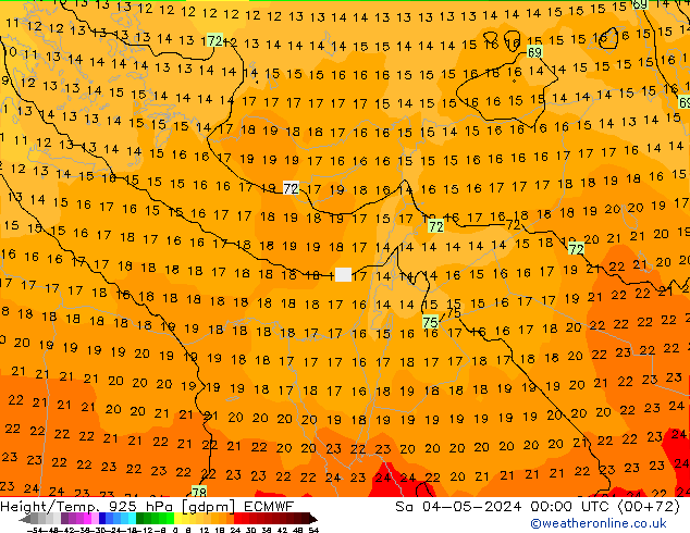 Height/Temp. 925 hPa ECMWF So 04.05.2024 00 UTC