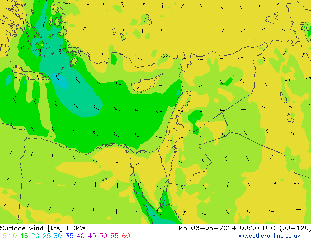 Surface wind ECMWF Mo 06.05.2024 00 UTC