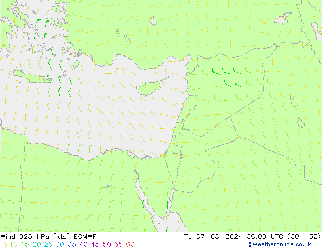 Wind 925 hPa ECMWF Tu 07.05.2024 06 UTC