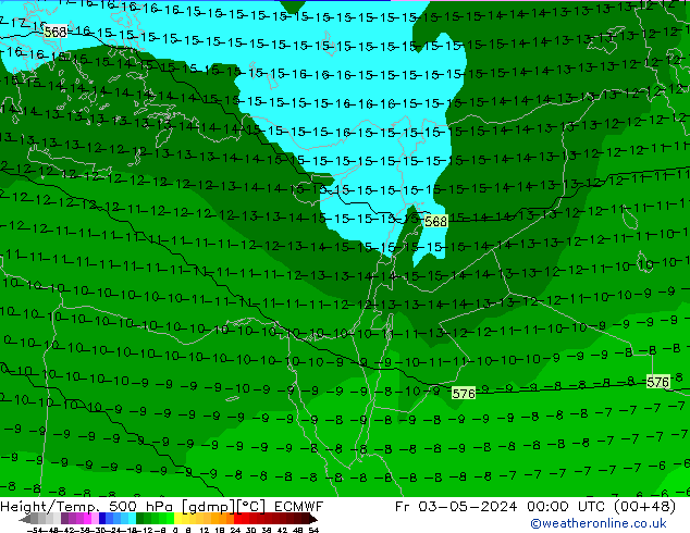 Géop./Temp. 500 hPa ECMWF ven 03.05.2024 00 UTC