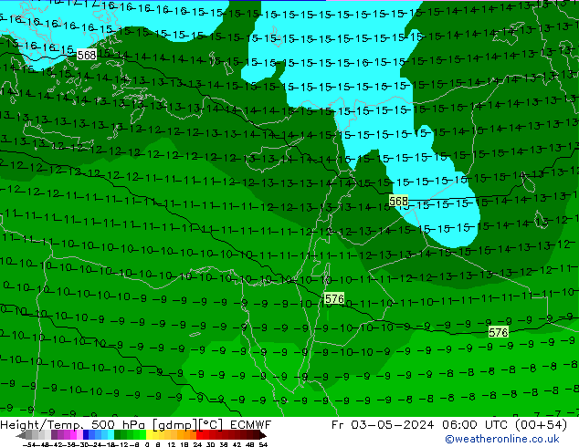 Yükseklik/Sıc. 500 hPa ECMWF Cu 03.05.2024 06 UTC