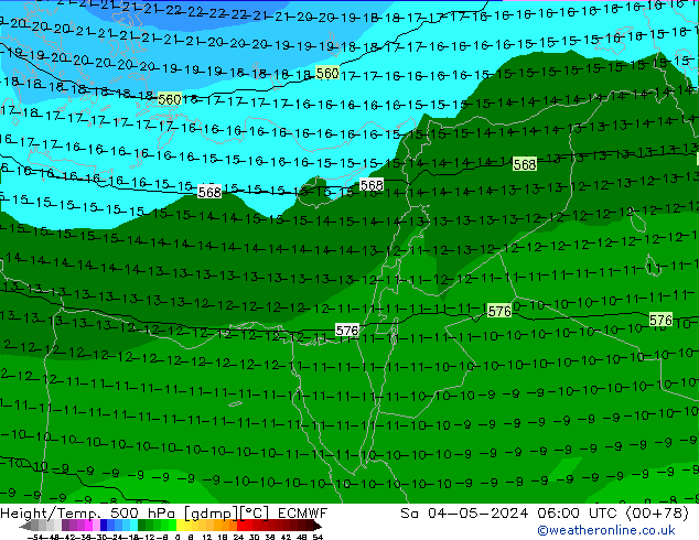 Height/Temp. 500 hPa ECMWF So 04.05.2024 06 UTC