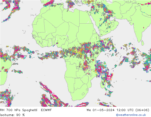 RH 700 hPa Spaghetti ECMWF We 01.05.2024 12 UTC