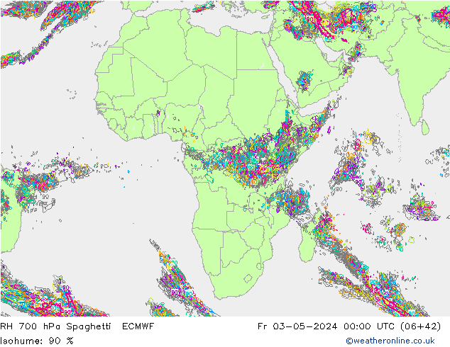 RH 700 hPa Spaghetti ECMWF pt. 03.05.2024 00 UTC