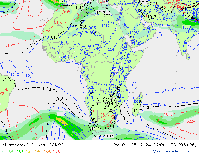 Corrente a getto ECMWF mer 01.05.2024 12 UTC