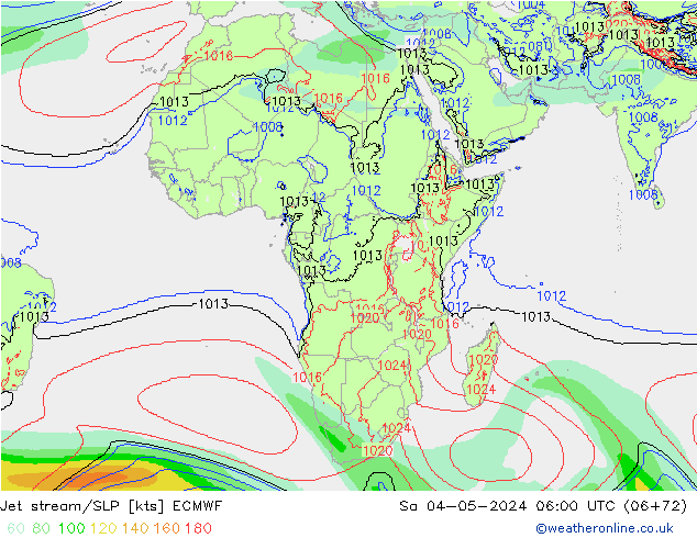 Straalstroom/SLP ECMWF za 04.05.2024 06 UTC