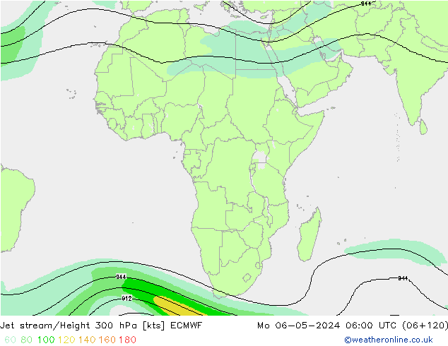 Jet stream/Height 300 hPa ECMWF Po 06.05.2024 06 UTC